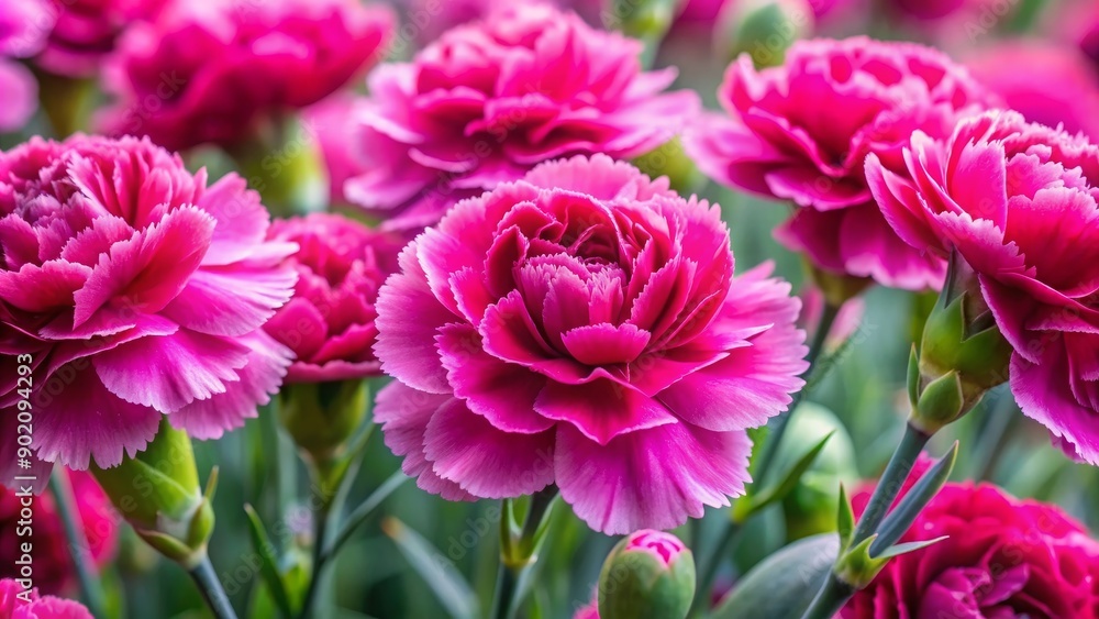 Obraz premium Close-up of bright pink carnation flowers in full bloom, pink, carnation, flowers, vibrant, petals, blooming, close-up, nature