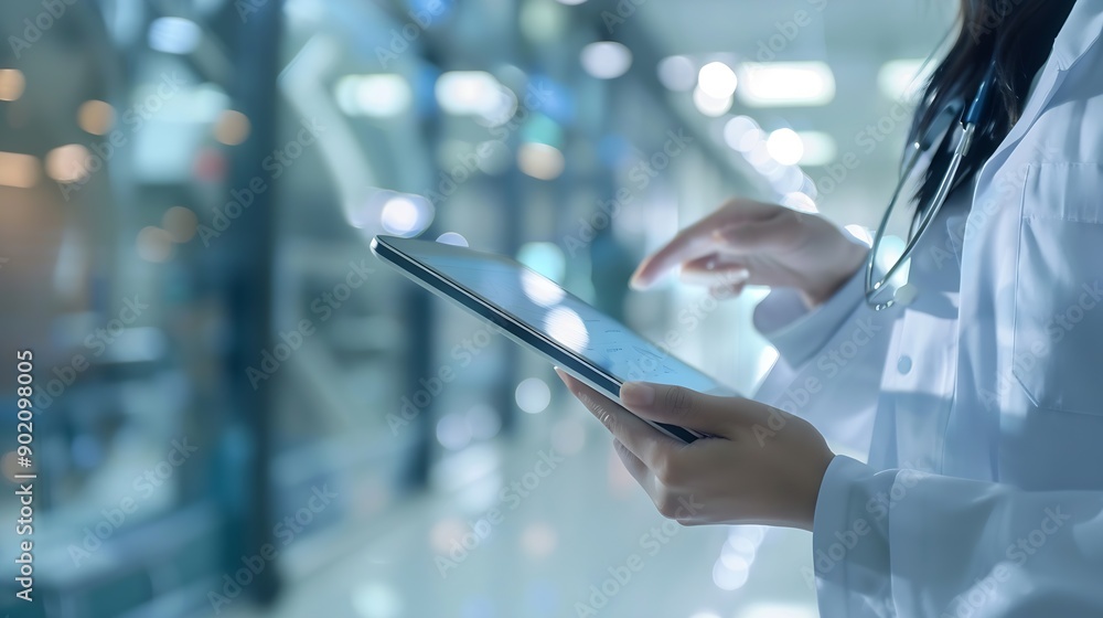 Women doctors and explain on tablet in hospital for patient information appointment and schedule Database medical and healthcare practitioner with technology for telehealth service and : Generative AI Women doctors and explain on tablet in hospital for patient information appointment and schedule Database medical and healthcare practitioner with technology for telehealth service and : Generative AI