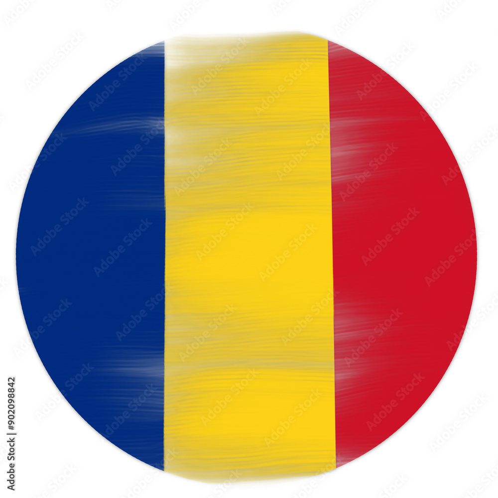 Fototapeta premium round shape of romania flag with paint strokes on transparent background