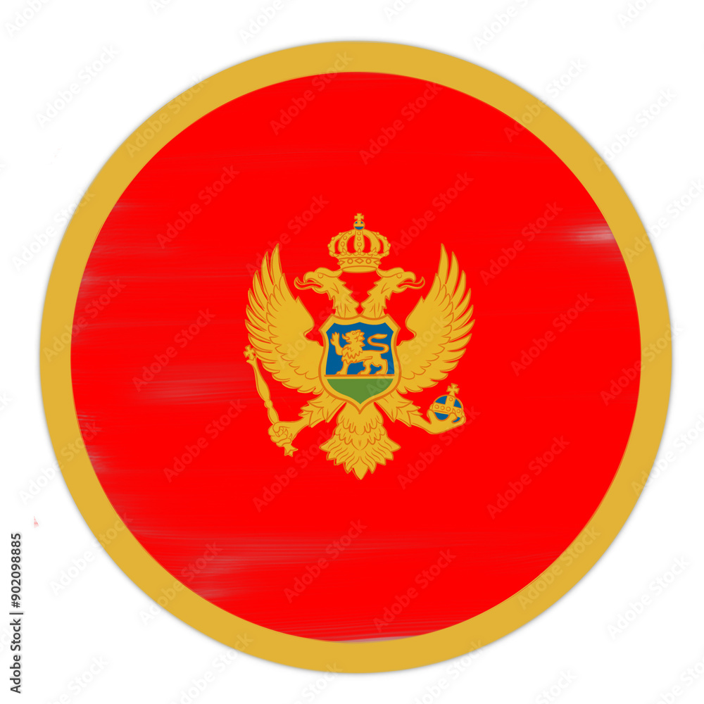 round shape of montenegro flag with paint strokes on a transparent background round shape of montenegro flag with paint strokes on a transparent background