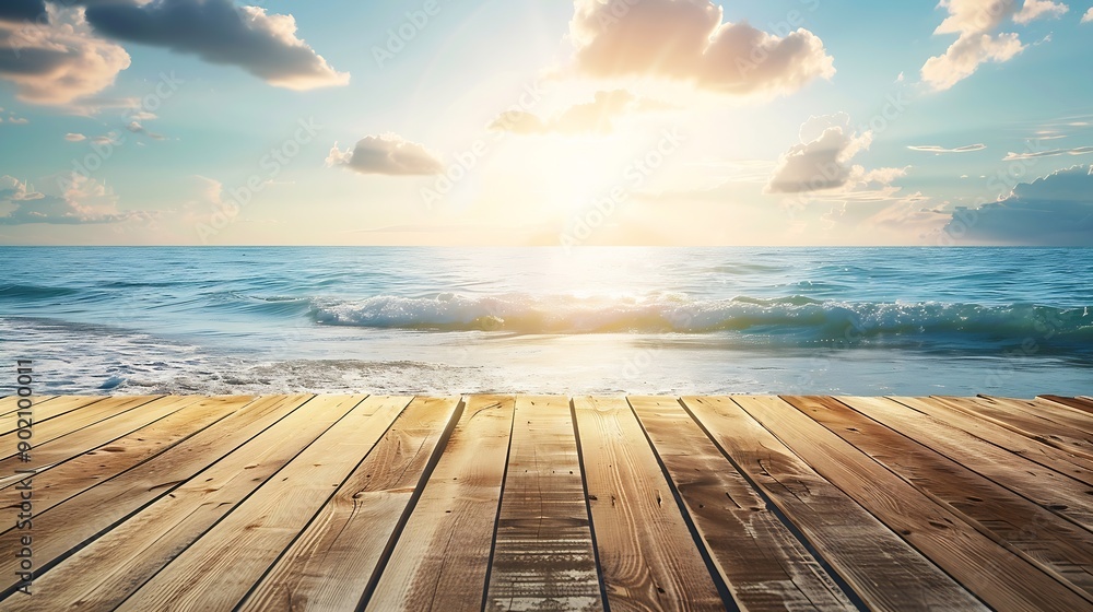 Fototapeta premium Summer Beach Sea Tourism Vacation Sun Sky Water Photo Design : Generative AI