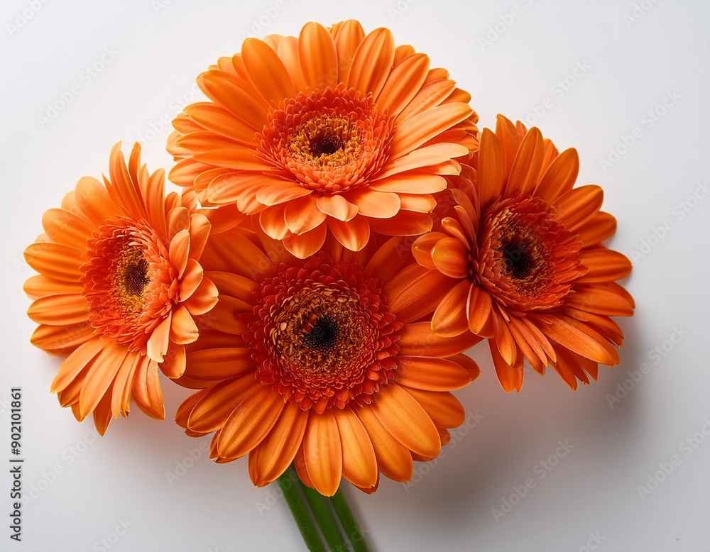 Beautiful orange gerbera flowers bouquet on white background. Floral composition.