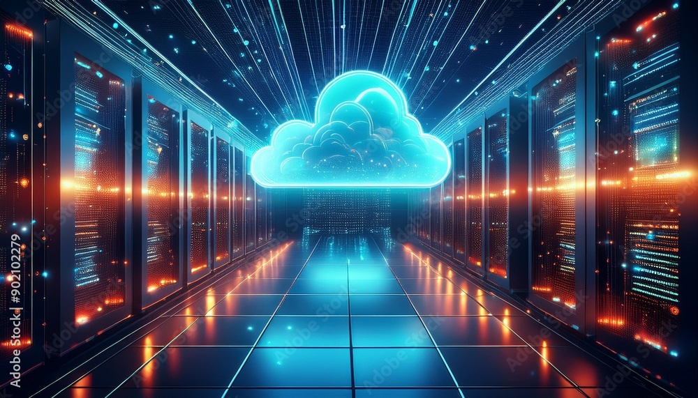 Conceptual image of a cloud computing data center. Conceptual image of a cloud computing data center.