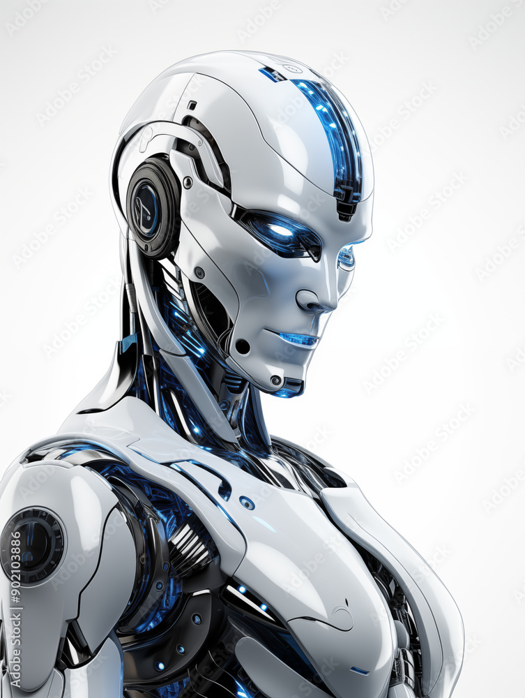 Humanoid Robot Pointing Finger and Thumb Raised, on White Background, Image for Creative Advertisements, Banners, and General Advertising Humanoid Robot Pointing Finger and Thumb Raised, on White Background, Image for Creative Advertisements, Banners, and General Advertising