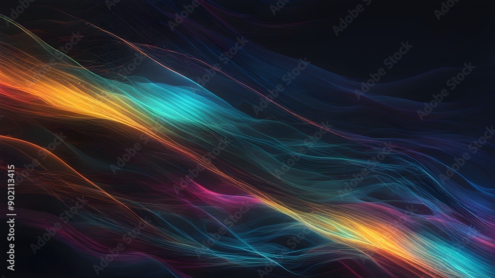 A colorful wave pattern with a dark background A colorful wave pattern with a dark background