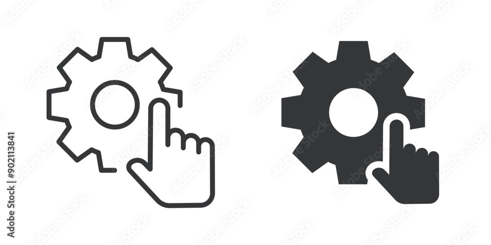 Editable stroke. Setting thin line and glyph solid icons Editable stroke. Setting thin line and glyph solid icons