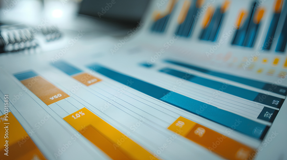 Fototapeta premium yearly financial report, chart with years data statistics, company progress and growth by year