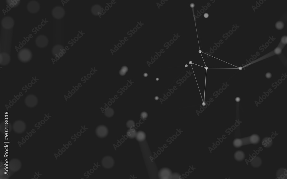 Fototapeta premium Abstract background. Molecules technology with polygonal shapes, connecting dots and lines. Connection structure. Big data visualization.