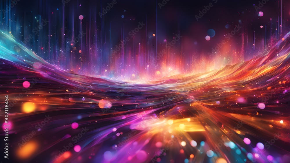 Fototapeta premium A colorful, abstract image with a lot of dots and swirls