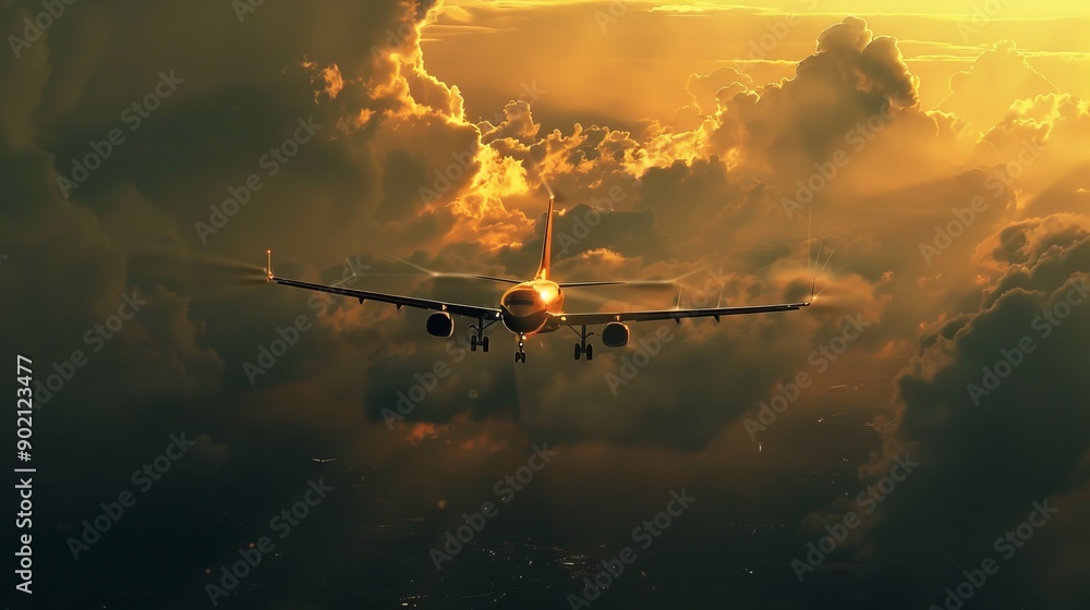 Fototapeta premium Passenger jet airplane transportation flight aircraft