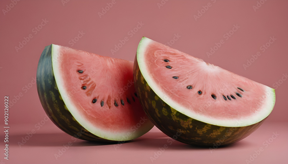 sliced watermelon in a pink isolated background sliced watermelon in a pink isolated background