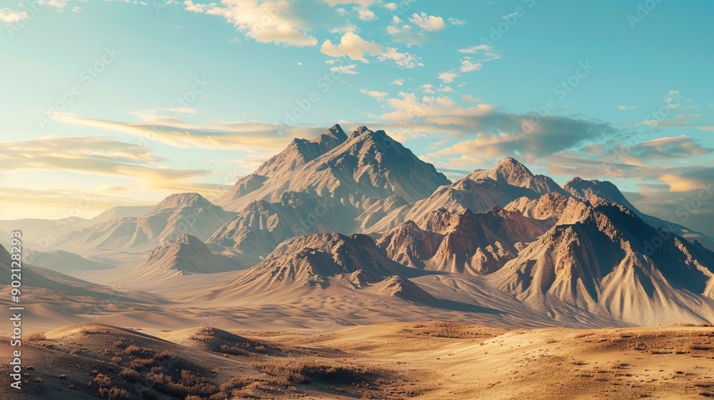 Obraz premium Panoramic view of vast sand desert plains in Africa photography