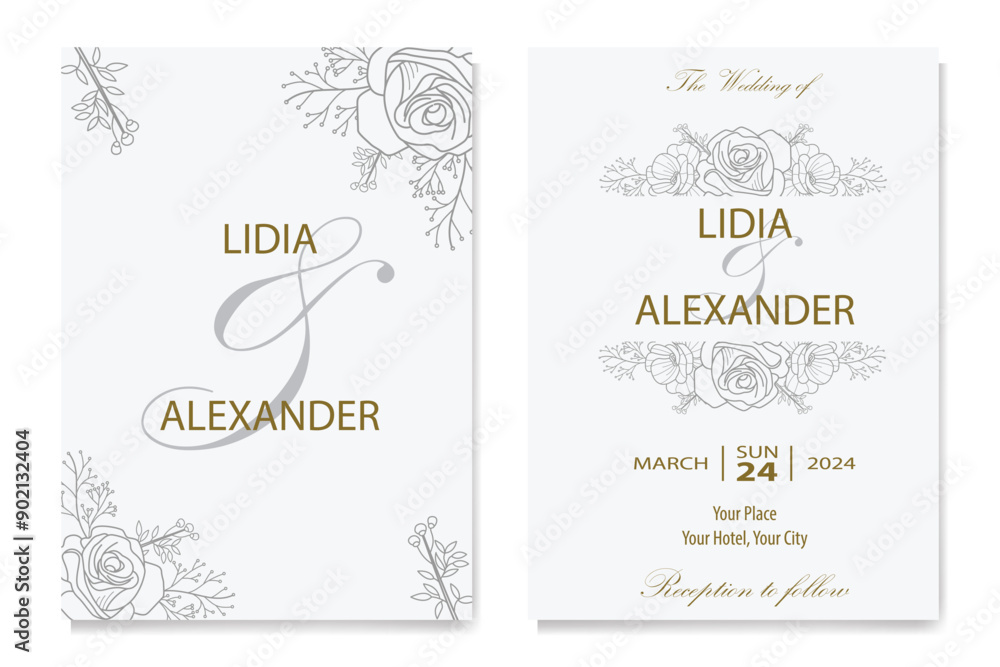 Naklejka premium The Blooms Greenery Floral Foliage Ornament Corner Text Separator Elegance Frame for Invitations