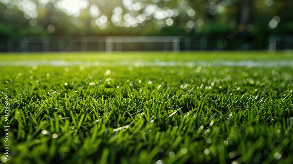 Naklejka premium Covering sports areas with artificial grass