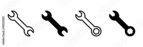wrench icon vector isolated on white background. Wrench vector icon. Spanner symbol