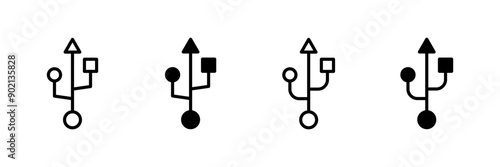 Usb icon vector isolated on white background. Flash disk icon vector