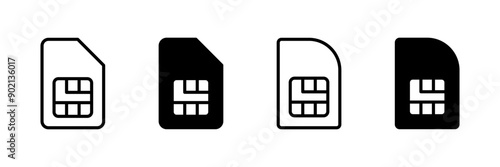 Sim card icon vector isolated on white background. Mobile slot icon. Mobile cellular phone sim card chip.