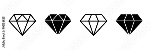 Diamond icon vector isolated on white background. Diamond vector icon. Gemstone symbol