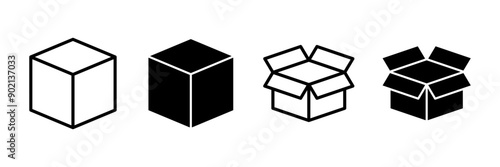 Box icon vector isolated on white background. Cardboard box, packaging open. Box vector icon