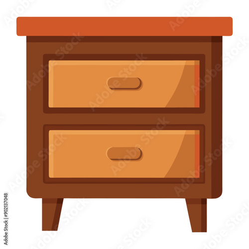 Illustration of Brown bedside table