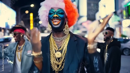 Rappers rapping on a city street