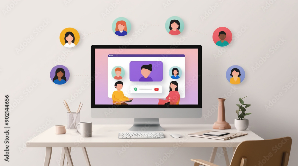 Working from home. Modern vector illustration concept icon of the home office. Working from home. Modern vector illustration concept icon of the home office.