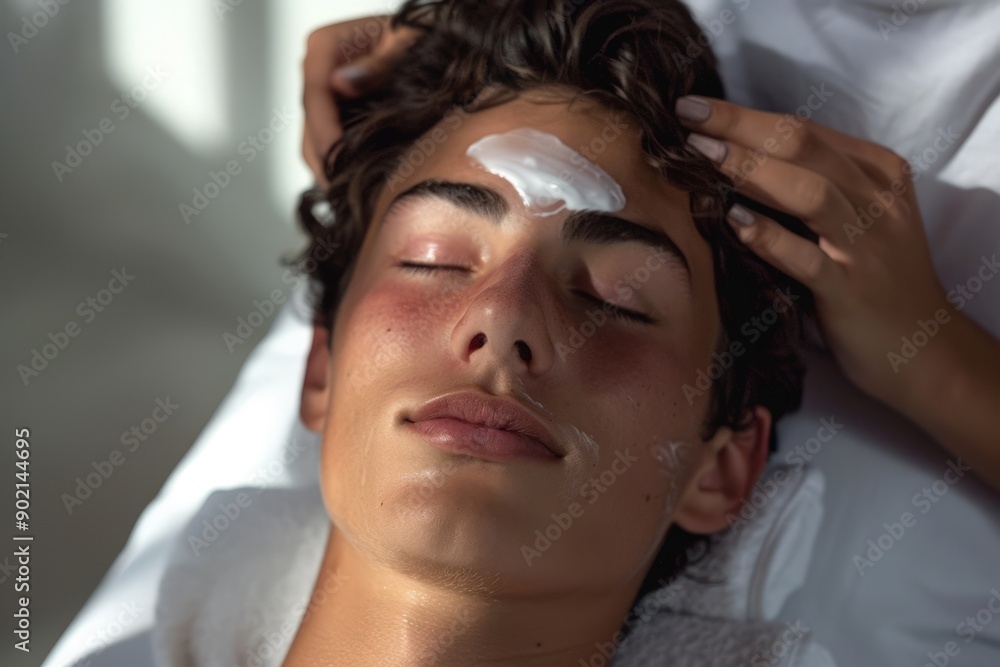 Naklejka premium Relaxing Facial Mask Application