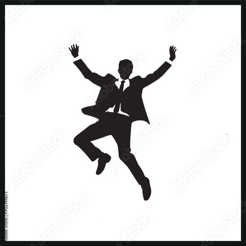 Business man jumping pose vector silhouette