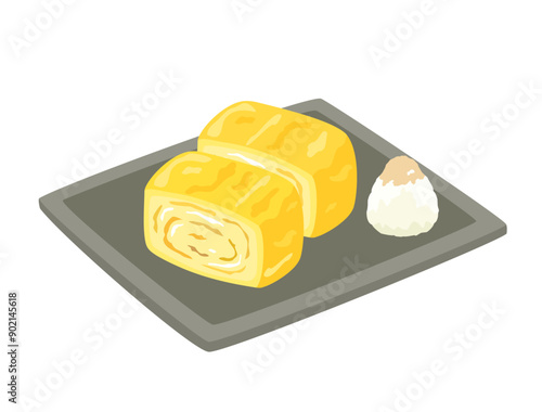 大根おろしつきの卵焼きをイメージしたイラスト