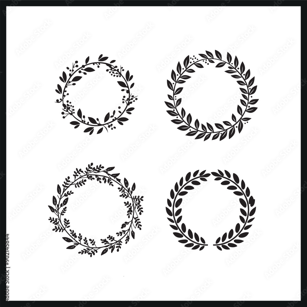 Obraz premium Christmas wreath silhouette isolated on white
