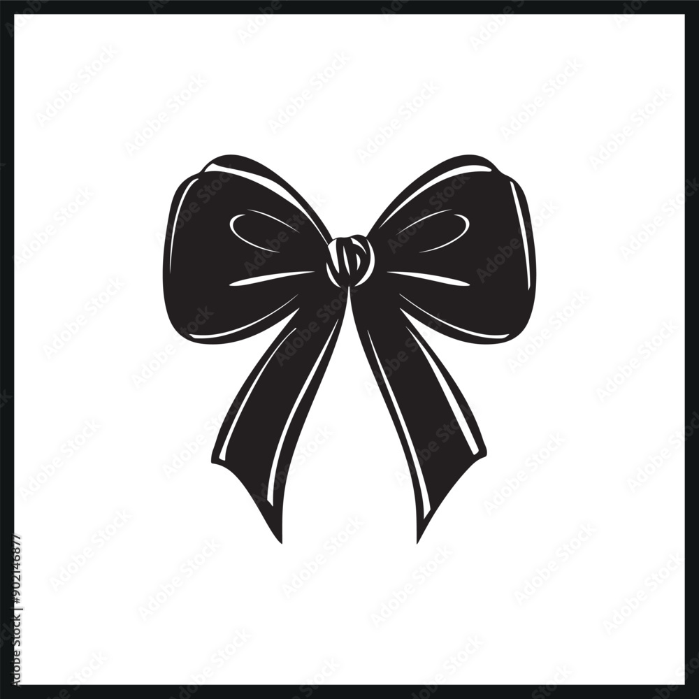 Elegant Black Bow Silhouette clipart on a white Elegant Black Bow Silhouette clipart on a white