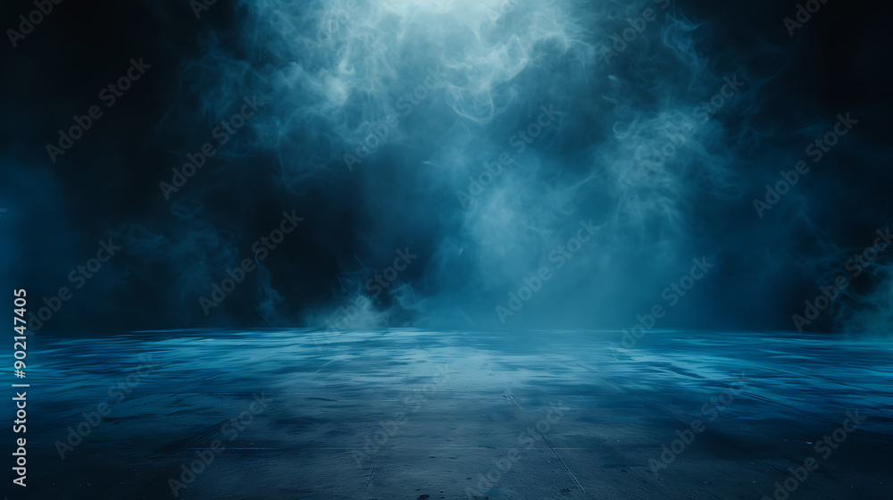Fototapeta premium Abstract image of Studio dark room concrete floor texture background with lighting effect.