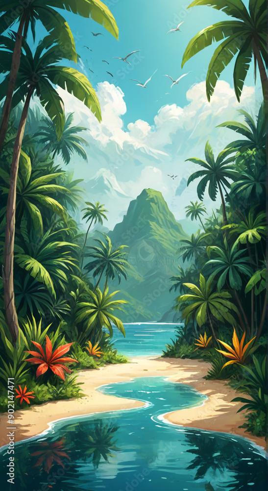 Fototapeta premium beach with palm trees