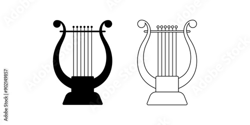 Lyre harp icon set islated on white background