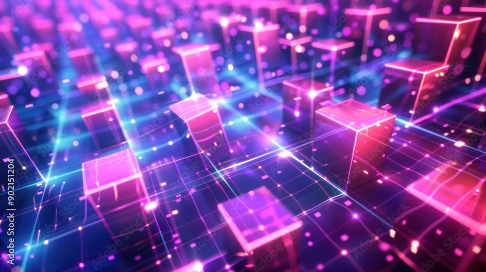 Fototapeta premium Neon Cityscape: Futuristic Glow