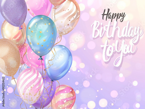 Elegant Birthday Card with Gold and Silver Balloons