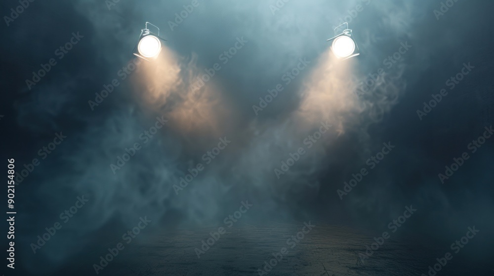 Fototapeta premium Two Spotlights in Smoky Room