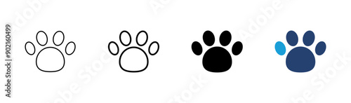 Paw icon set. paw print icon vector. dog or cat paw