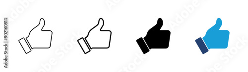 Thumbs up icon set. Hand like. Like icon vector.