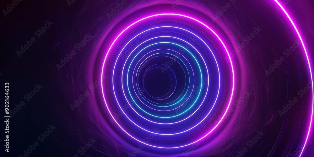 Dynamic neon light tunnel with concentric circles in vibrant colors creating an immersive, futuristic feel. Dynamic neon light tunnel with concentric circles in vibrant colors creating an immersive, futuristic feel.