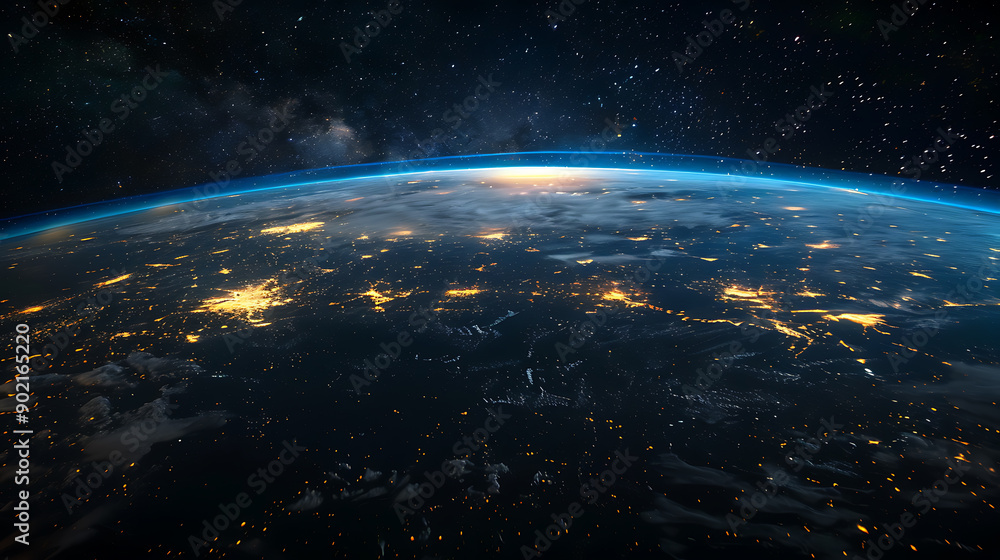 Fototapeta premium Planet earth from the space at night . 3d render