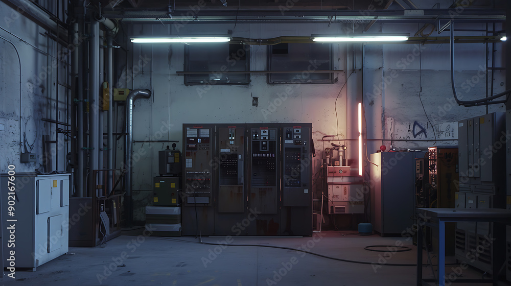 Naklejka premium Montage von Schaltschränken // Installation in HiTech factory