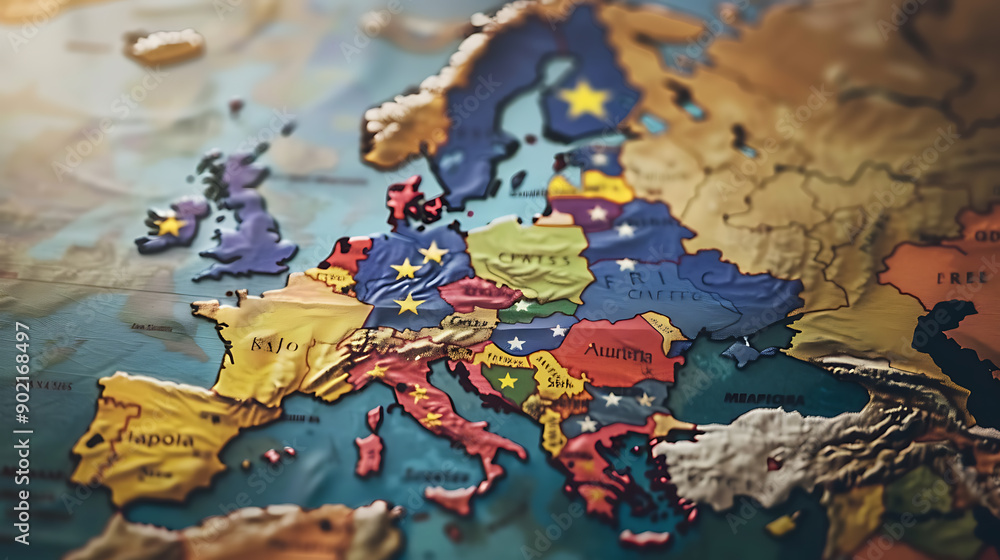 Europe map with countries flags Europe map with countries flags