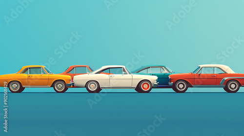 Cars in a row. Used car sales