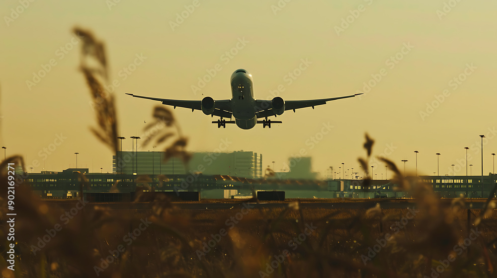 Airplane taking off from the airport. Airplane taking off from the airport.