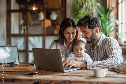 Family Focused on Laptop