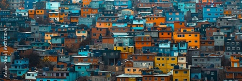 Colorful City Skyline: Vibrant Housing Community