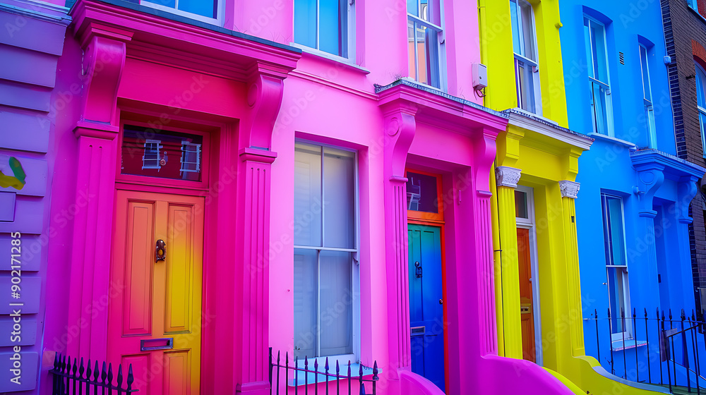 Naklejka premium Colourful houses in London's Notting Hill area of West London