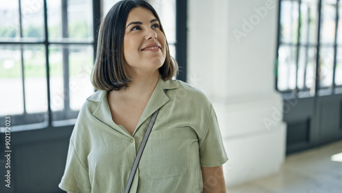 Free Download Young beautiful hispanic woman smiling looking around at Belvedere Palace in Vienna - GFXLoad