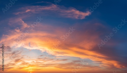 photos of twilight sky before sunrise or after sunset cirrus clouds over the sky panorama image orange tones natural phenomenon background